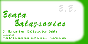 beata balazsovics business card